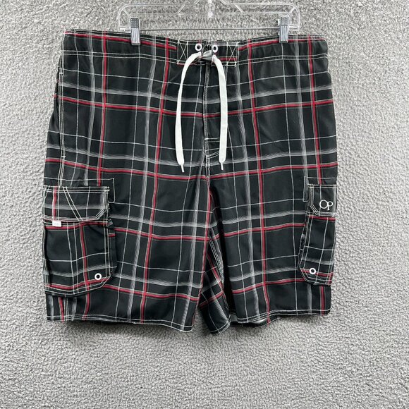 OP Ocean Pacific Mens Board Shorts Extra large 40/42 Black Swimsuit Pockets - Picture 1 of 11